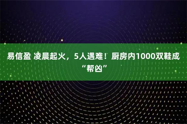 易信盈 凌晨起火，5人遇难！厨房内1000双鞋成“帮凶”